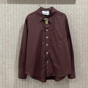 Stylish Men's Button-Down Shirt in Deep Brown